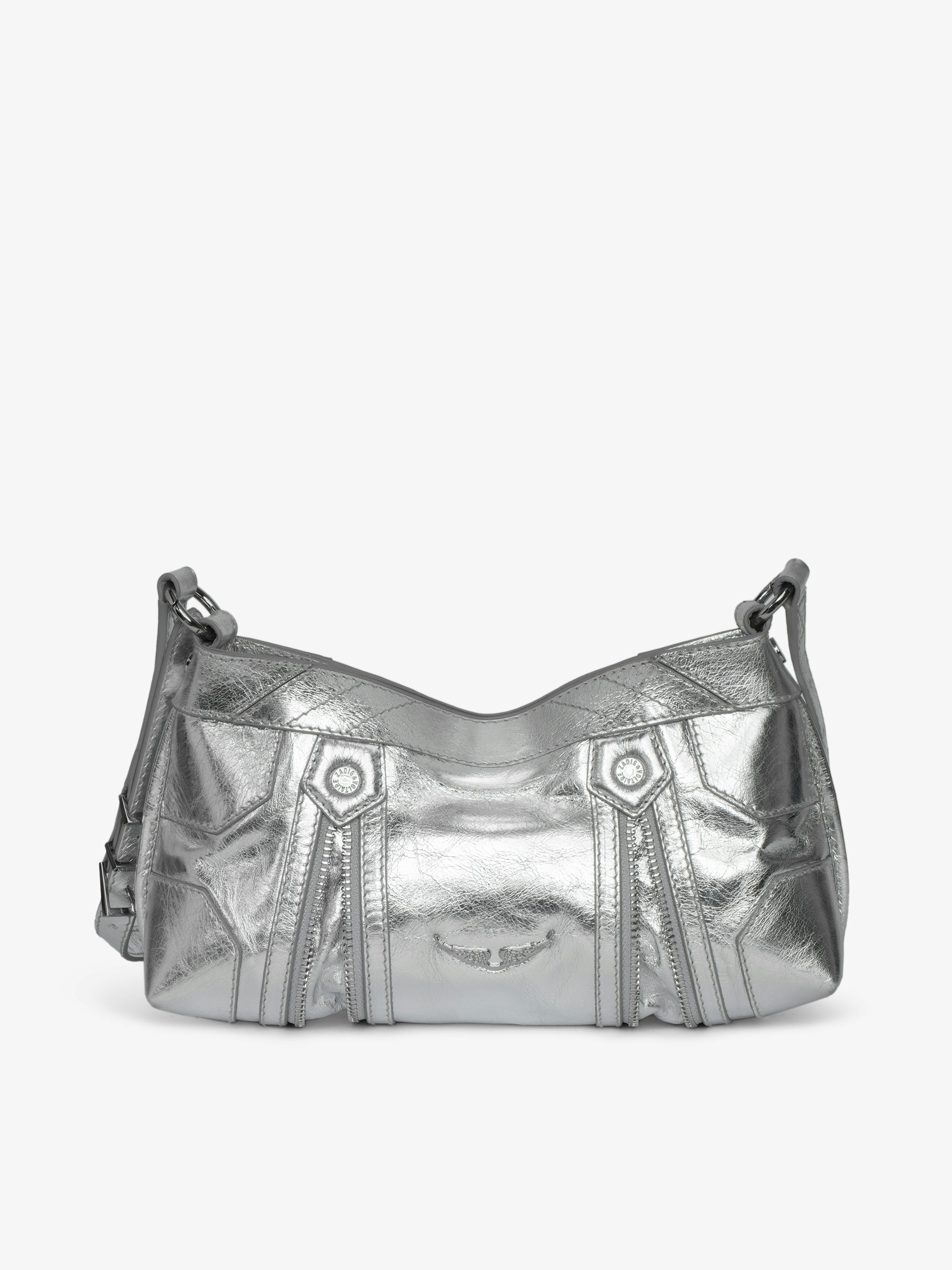 Sunny Mood Vintage Metal Bag - Small metallic leather bag with adjustable shoulder strap and wing signature.